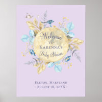 Whimsical Moon Lavender Purple Baby Shower Welcome