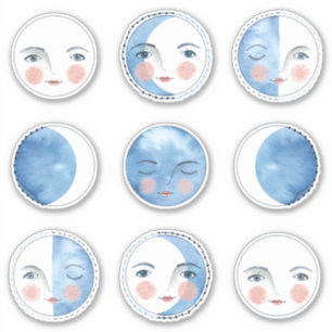 Whimsical Moon Phases Sticker Pack