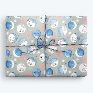 Whimsical Moon Phases Wrapping Paper