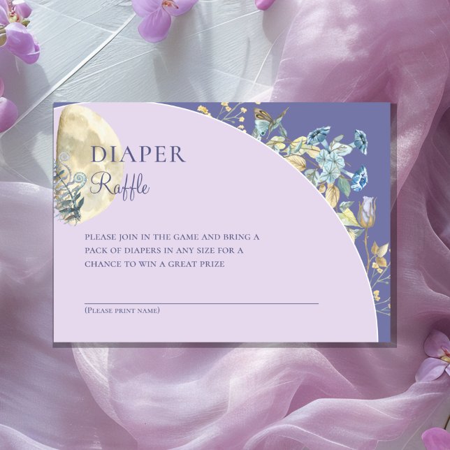 Whimsical Moon Purple Baby Shower Diaper Raffle Enclosure Card (Creator Uploaded)
