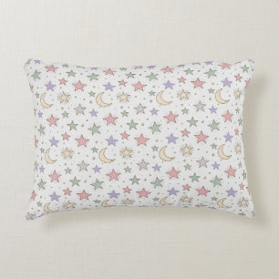 Whimsical Moon Star Pattern Decorative Cushion
