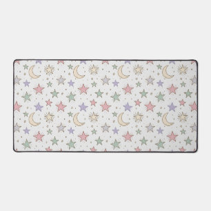 Whimsical Moon Star Pattern Desk Mat