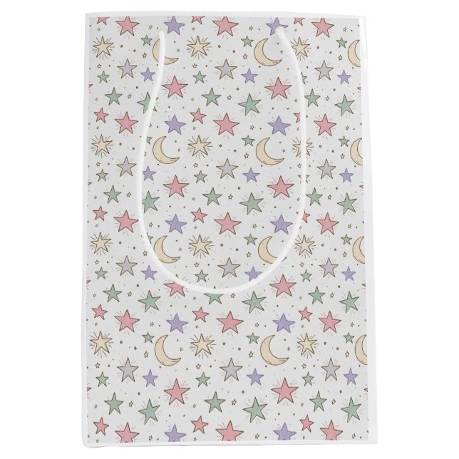Whimsical Moon Star Pattern Medium Gift Bag (Front)