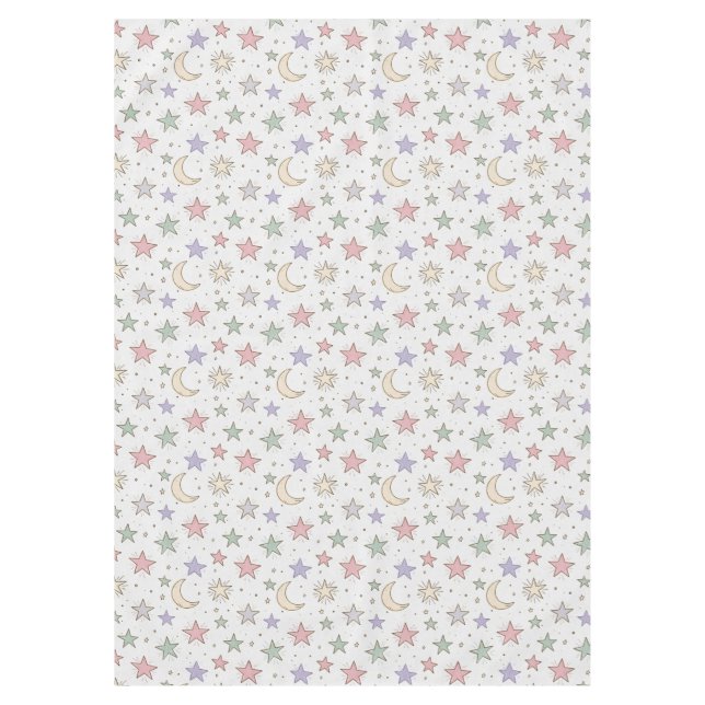 Whimsical Moon Star Pattern Tablecloth (Front)