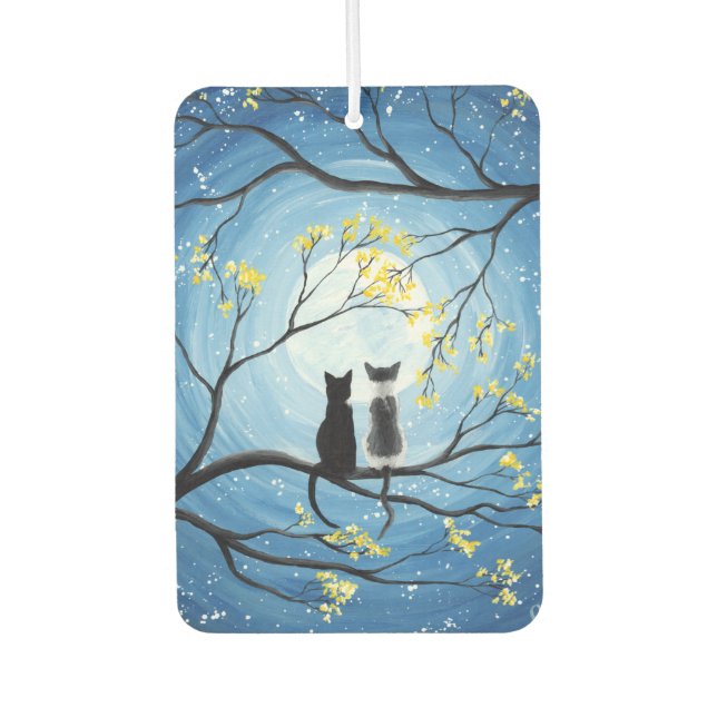 Whimsical Moon with Cats Car Air Freshener (Front)