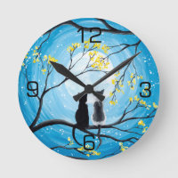 Whimsical Moon with Cats