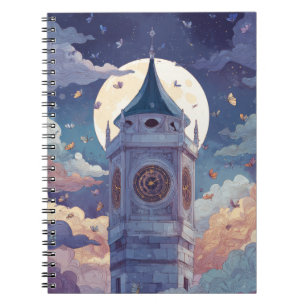 Whimsical Moonlit Clock Tower Notebook