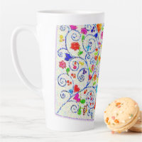 Whimsical Mosaic Hearts & Swirls Elegant Latte Mug