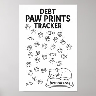 Whimsical Motivating Debt Cat Paw Prints Tracker 