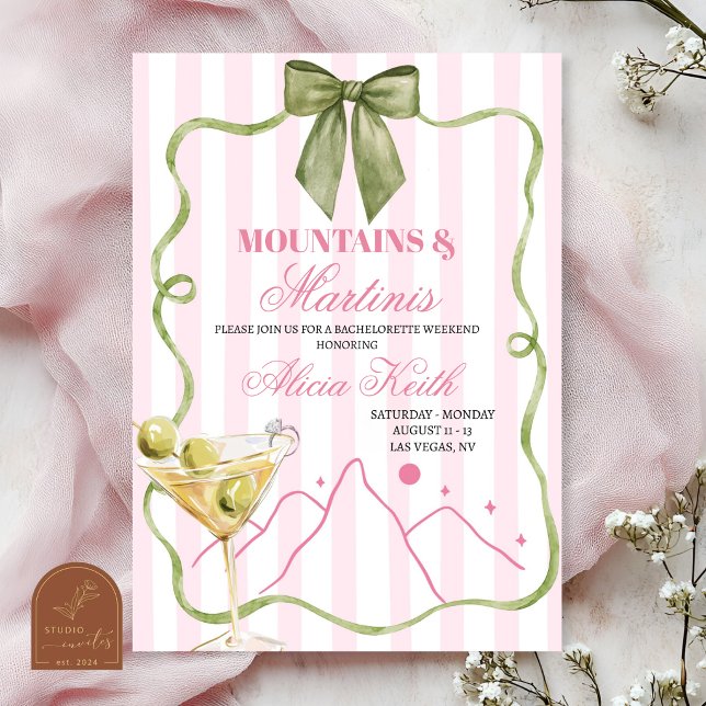 Whimsical Mountain and Martini Bachelorette Invitation (Creator Uploaded)