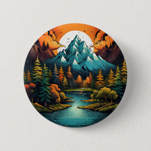 Whimsical Mountain River Adventure Pin