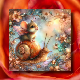 Whimsical Mouse And Snail Adventure Easter Holiday Card