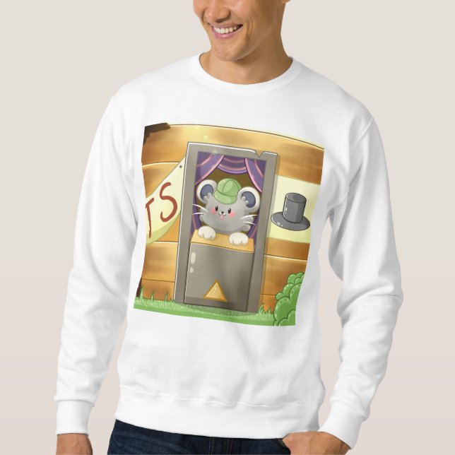 Whimsical Mouse Vendor – Cute Hat Booth Character  Sweatshirt (Front)