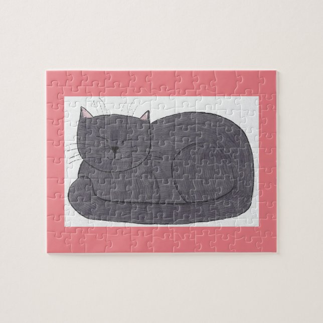 Whimsical Muffin Cat Sleeping Challenging Puzzle (Horizontal)