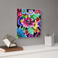 Whimsical Multi-Colour Folk-Art Flowers Floral Pin