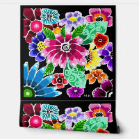 Whimsical Multi-Colour Folk-Art Flowers Floral Pin