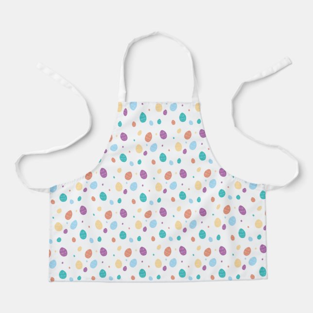 Whimsical Multicolor Easter Egg Pattern Apron (Front)