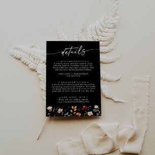 Whimsical Multicolor Wildflower Wedding Details  Enclosure Card