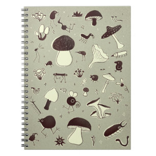 Whimsical Mushroom and Forest Creatures Notebook