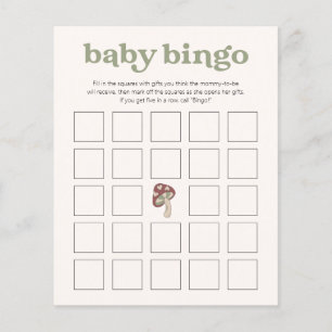 Whimsical Mushroom Baby Shower Game Bingo Green