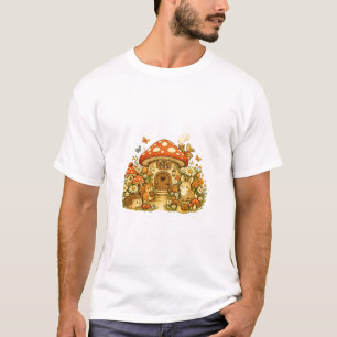 "Whimsical Mushroom Cottage Animals T-Shirt