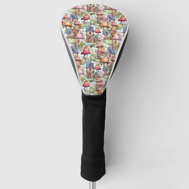 Whimsical Mushroom Cottage Pattern (1) Golf Head Cover (Front)