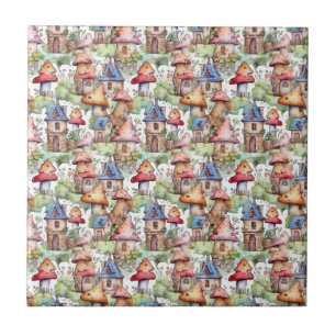 Whimsical Mushroom Cottage Pattern (1) Tile