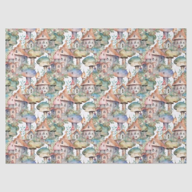 Whimsical Mushroom Cottage Pattern (3) Tissue Paper (Front)