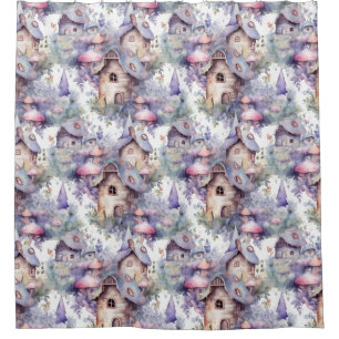 Whimsical Mushroom Cottage Pattern (5) Shower Curtain