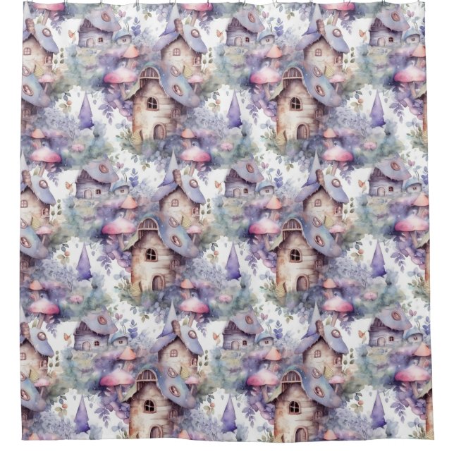 Whimsical Mushroom Cottage Pattern (5) Shower Curtain (Front)