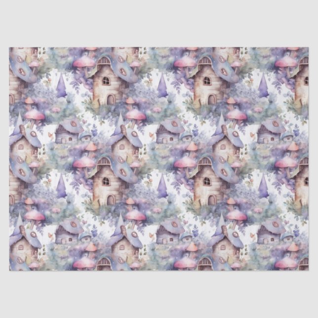 Whimsical Mushroom Cottage Pattern (5) Tissue Paper (Front)