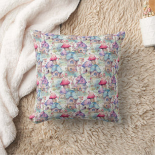 Whimsical Mushroom Cottage Pattern (6) Cushion