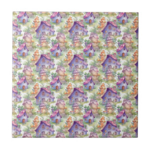 Whimsical Mushroom Cottage Pattern (7) Tile