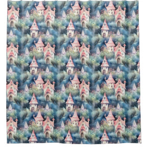 Whimsical Mushroom Cottage Pattern (8) Shower Curtain