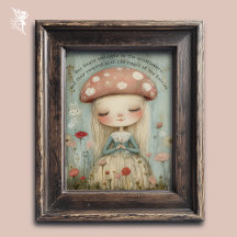 Whimsical Mushroom Fairy in a Flower Meadow Art