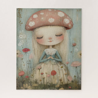 Whimsical Mushroom Fairy in a Wildflower Meadow Jigsaw Puzzle