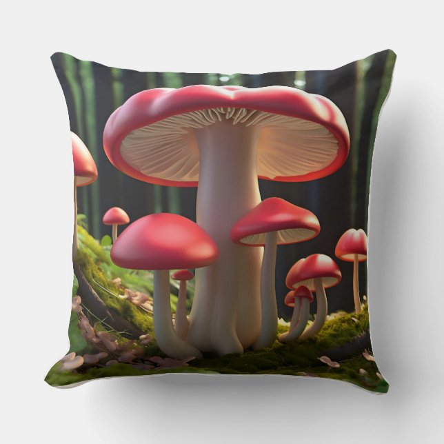 Whimsical Mushroom Forest Pillow – Cute Design (Front)