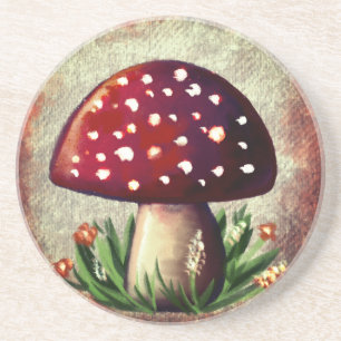 Whimsical Mushroom & Fungi Motif – Nature-Inspired Coaster