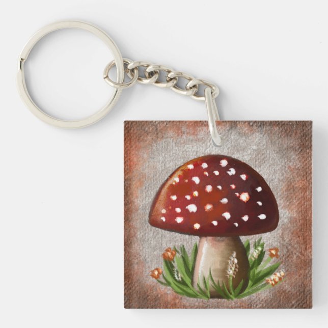 Whimsical Mushroom & Fungi Motif – Nature-Inspired Key Ring (Front)