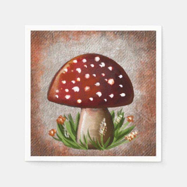 Whimsical Mushroom & Fungi Motif – Nature-Inspired Napkin (Front)