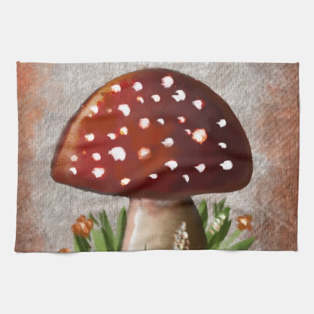 Whimsical Mushroom & Fungi Motif – Nature-Inspired Tea Towel (Horizontal)