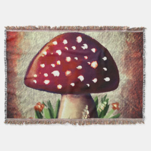 Whimsical Mushroom & Fungi Motif – Nature-Inspired Throw Blanket