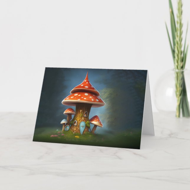Whimsical mushroom house thank you card (Front)