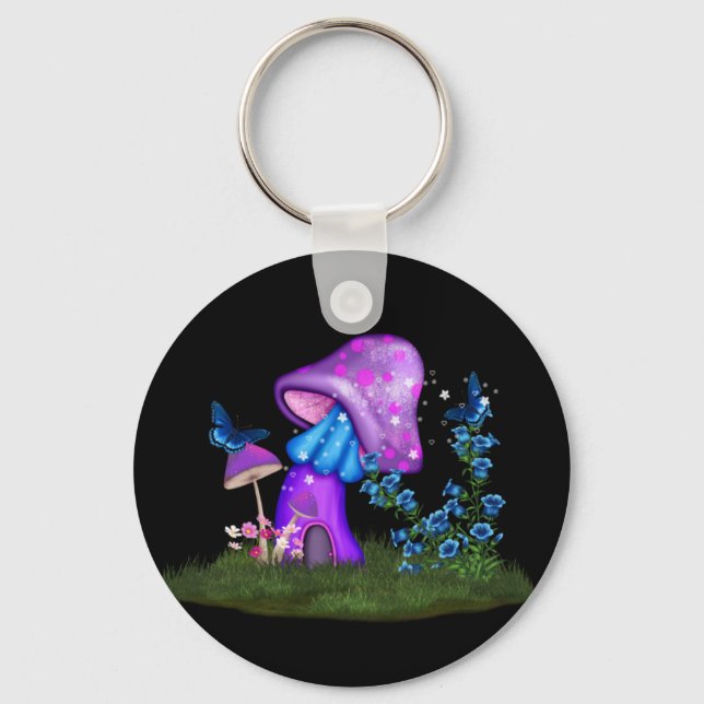 Whimsical Mushroom  Key Ring (Front)