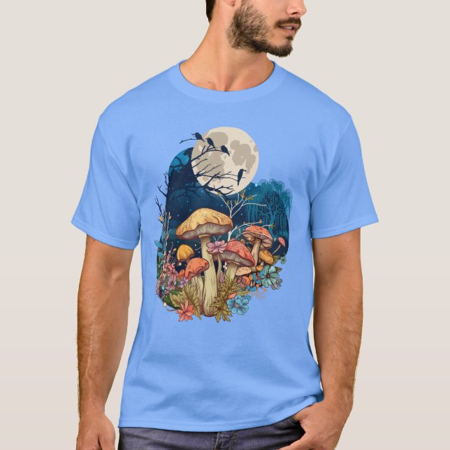 Whimsical Mushroom Nighttime T-Shirt (Front)