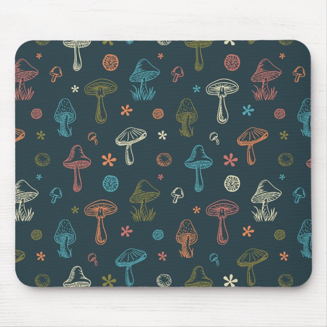 Whimsical Mushroom pattern Mouse Pad (Front)