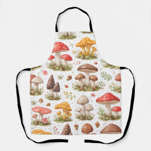 Whimsical Mushroom Pattern – Vintage Botanical Apron