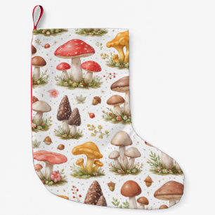 Whimsical Mushroom Pattern – Vintage Botanical Small Christmas Stocking