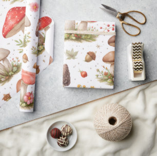 Whimsical Mushroom Pattern – Vintage Botanical Wrapping Paper