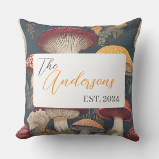 Whimsical Mushroom Pattern with Name & Year Cushion